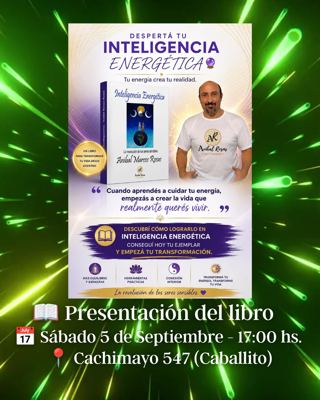 Presentación del Libro Inteligencia Energética Sábado 5 de Septiembre Cachimayo 547 Caballito - Aníbal Marcos Rosas Coach Energético