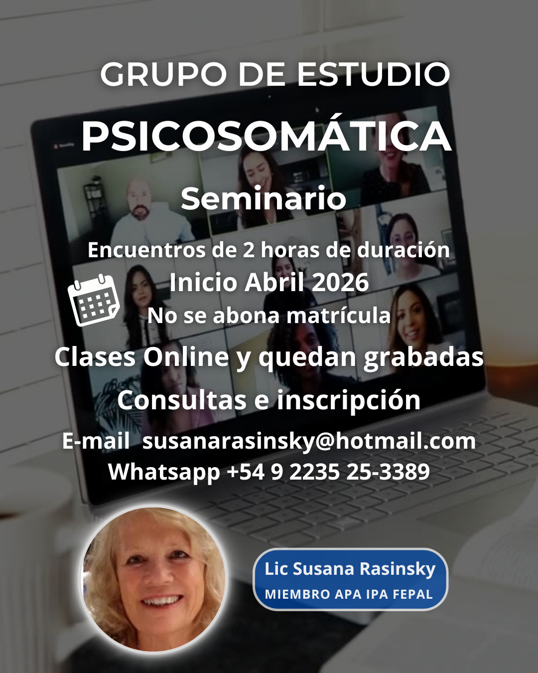Seminario de Psicosomática Abril 2026 - Lic. Susana Rasinsky Psicoanálisis
